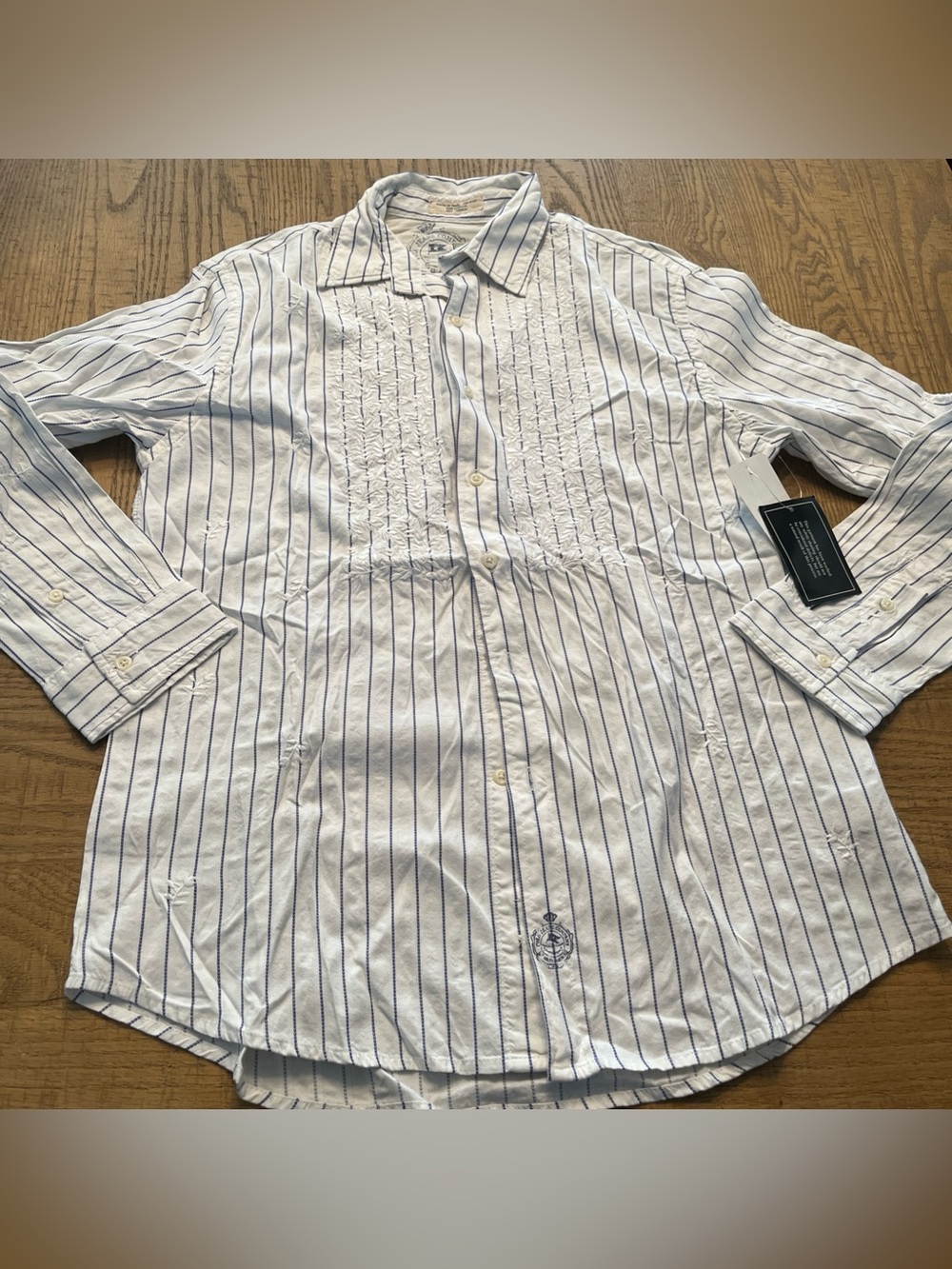 Polo Jeans Button Up Shirt Men’s Button Up Blue White Striped Floral M